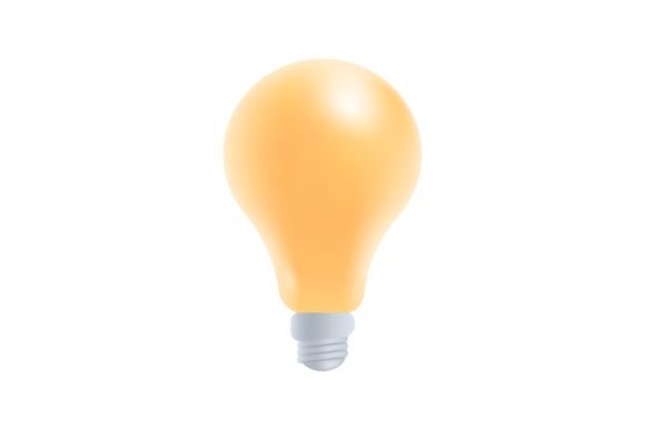 Download Yellow Light Bulb with Reflection 3D Ico - Reflection Collection